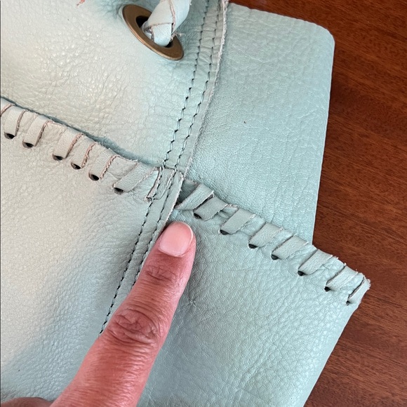 Free People Light Aqua Genuine Cow Leather Hobo Bag - Picture 11 of 13